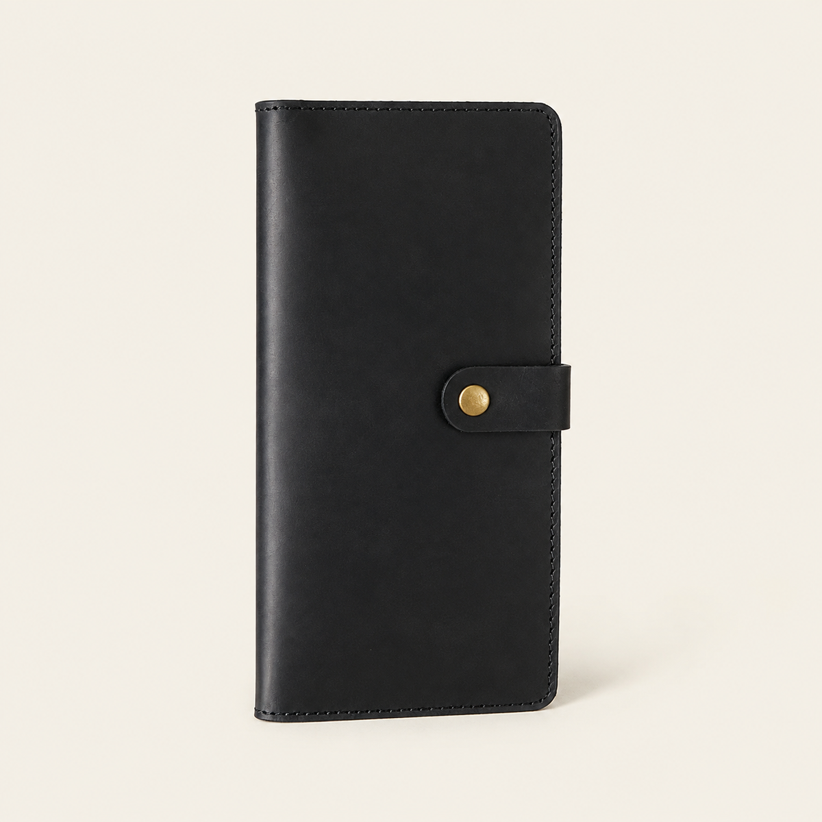 Longfold wallet in Black, closed front view