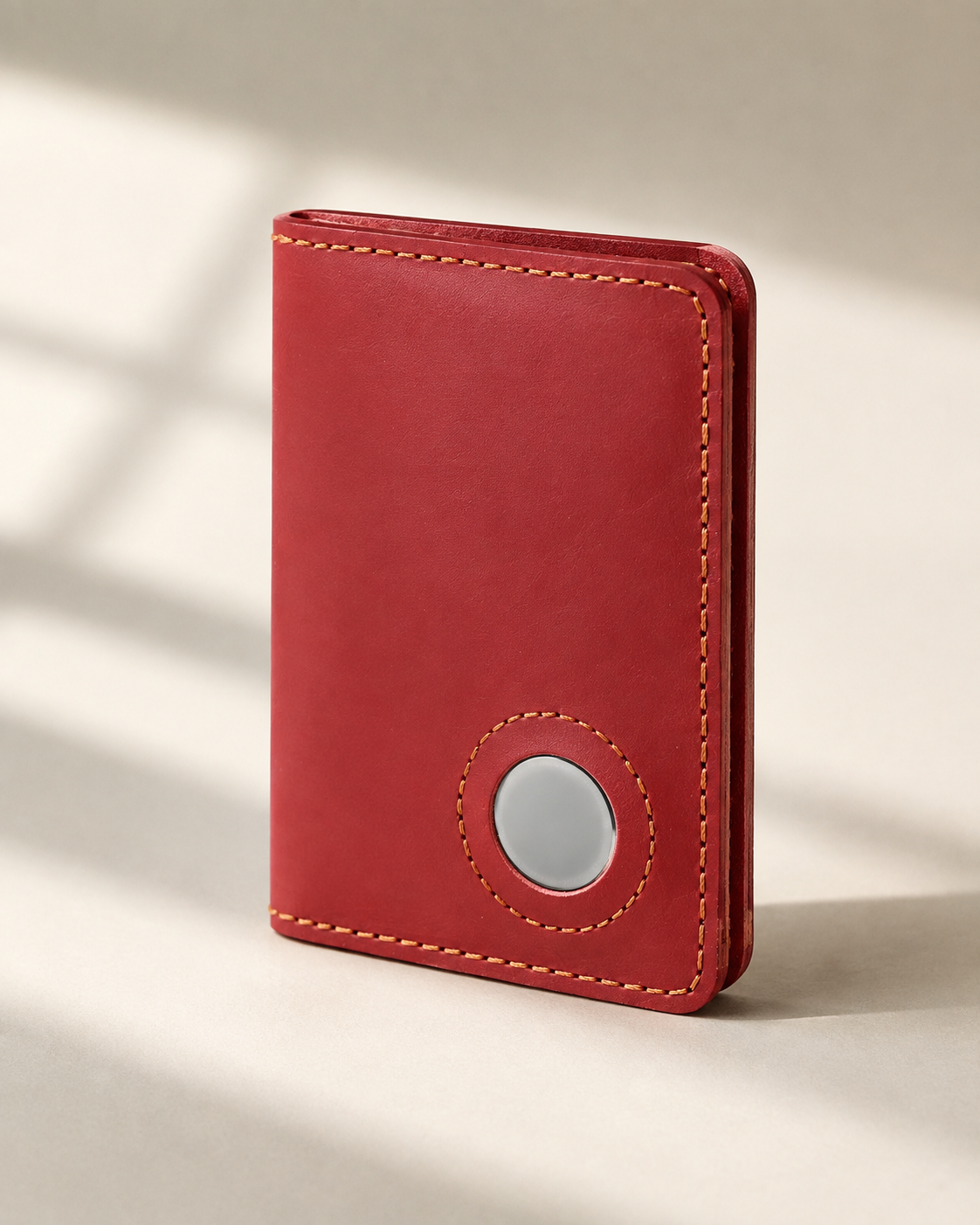 TravelFold Passport Wallet in Crimson Red, three-quarter view